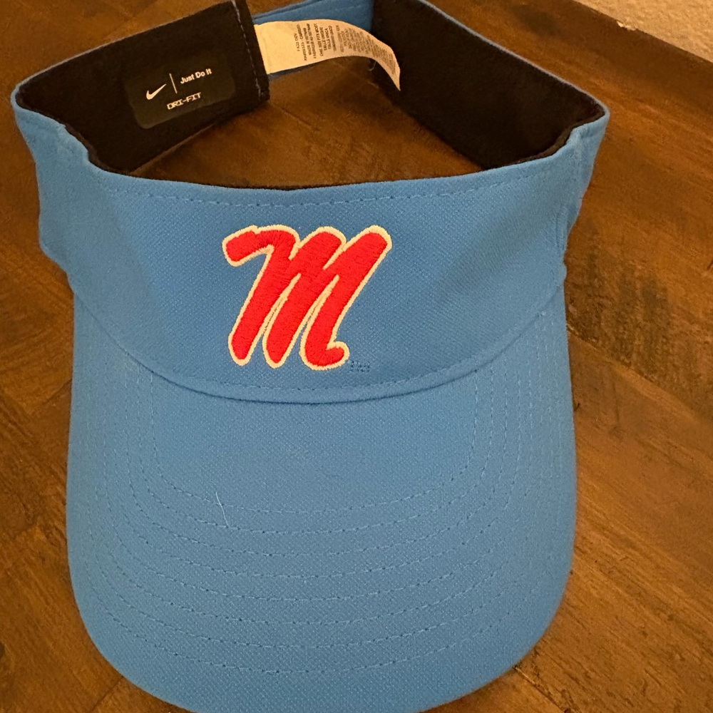 Ole Miss Nike Blue Visor with Red M Logo